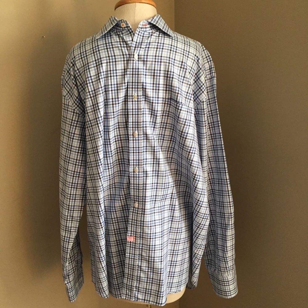Men’s J McLaughlin blue button down dress shirt XL